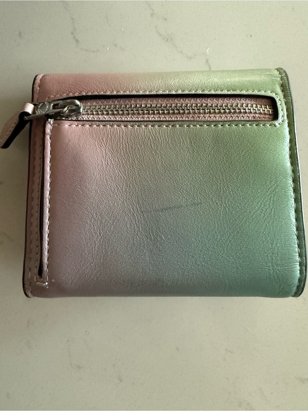 Coach Ombre green to pink Small Trifold Wallet - Picture 2 of 4